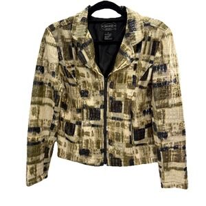 Selene Sport Jacket Faux Croco Womens‎ S Small Full Zipper Blazer Lined Collar